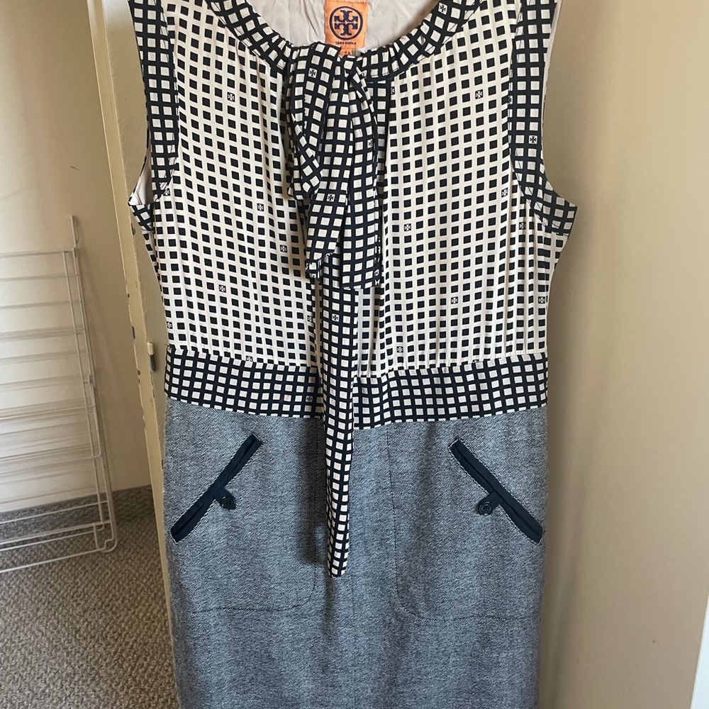 Tory Burch Monochrome Grid Pattern Dress